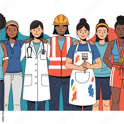Celebrating Women's Day with Diverse Professionals Standing Together in Unity