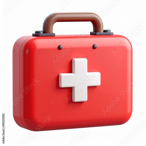 First aid kit with white cross on red background