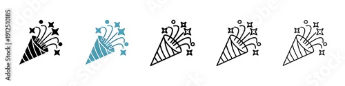 Tablou pe pânză Party Popper Vector Icon Set