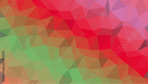 Abstract low poly geometric background featuring vibrant red and green color transitions
