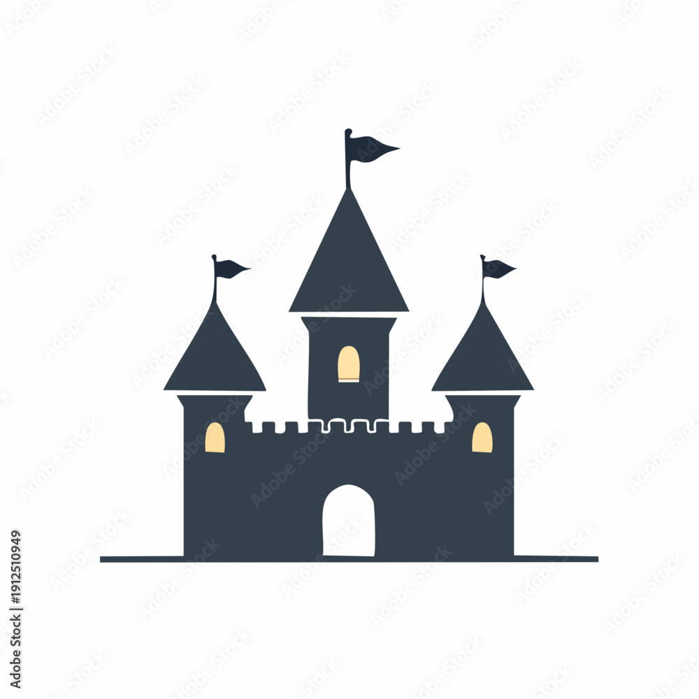 Obraz premium Castle with flags on towers
