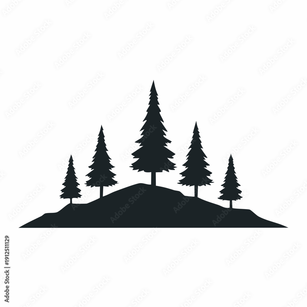 Obraz premium Trees on Hilltop Scene