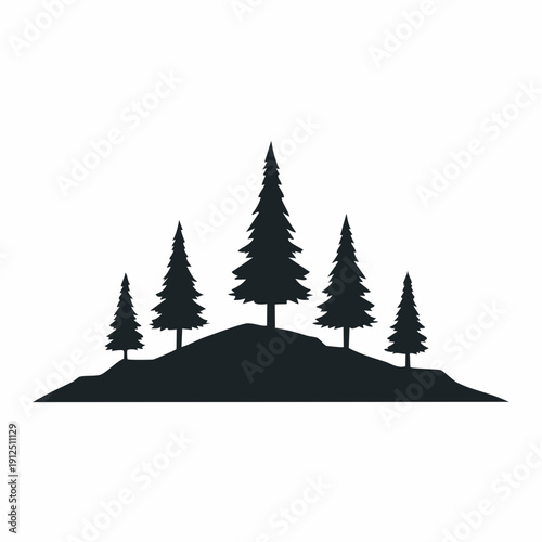 Trees on Hilltop Scene
