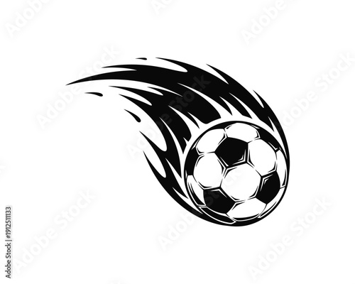 Burning Soccer Ball Vector – Speed Flames Trail Silhouette Graphic