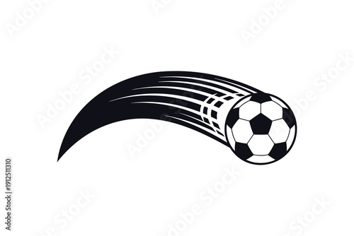 Soccer Ball Motion Trail Vector – Black Silhouette with Swoosh Speed Lines