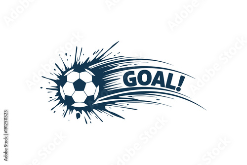 Football Goal Celebration Vector – Speeding Soccer Ball Hitting GOAL! Text