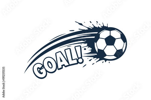 Soccer Goal Vector – Flying Ball with Speed Trail and GOAL! Text Explosion