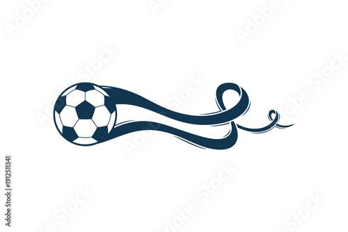 Decorative Soccer Ball Vector – Flowing Ribbon Flourish Silhouette Illustration