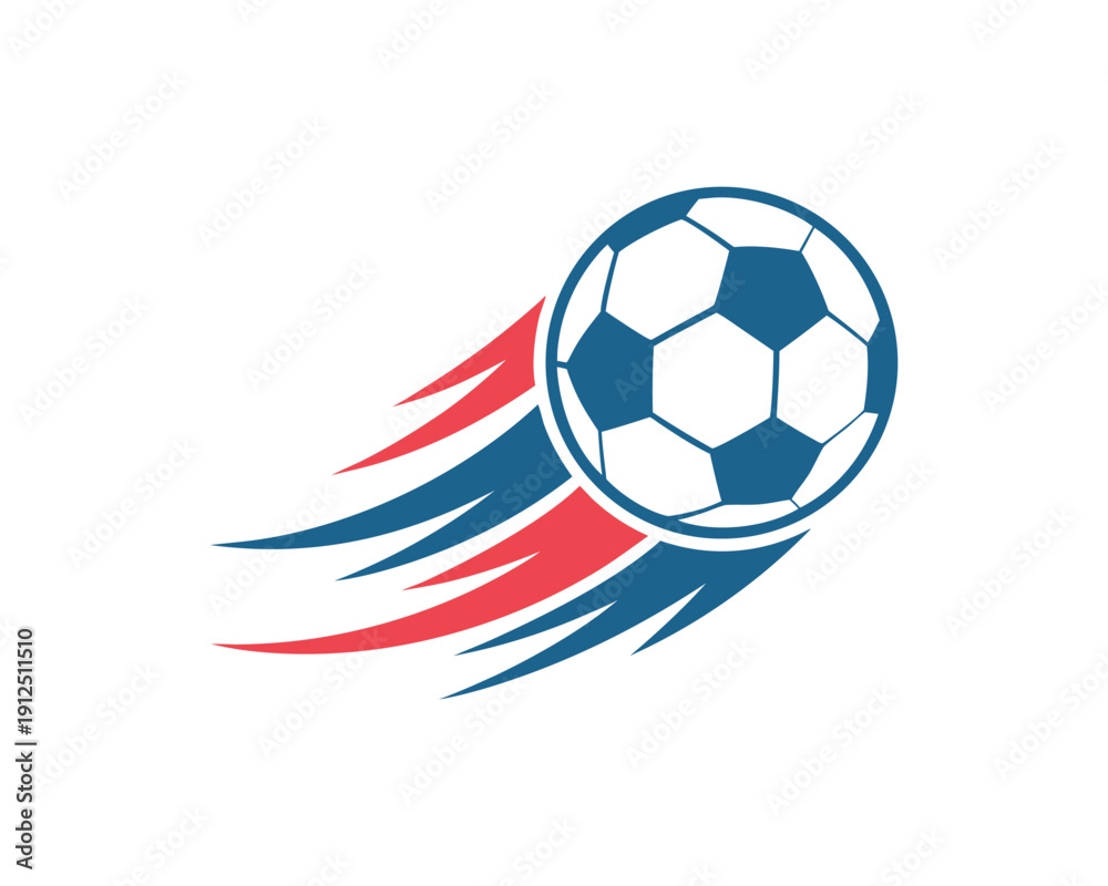Fototapeta premium Fast Moving Football Illustration, Sport Speed Motion Graphic Design