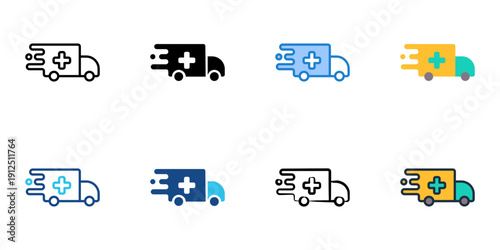 Emergency logistics icons set multiple style collection. Editable stroke 
