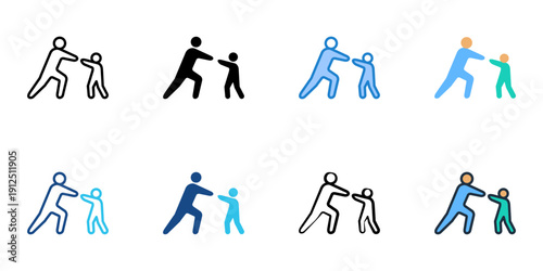 Family reunification icons set multiple style collection. Editable stroke 
