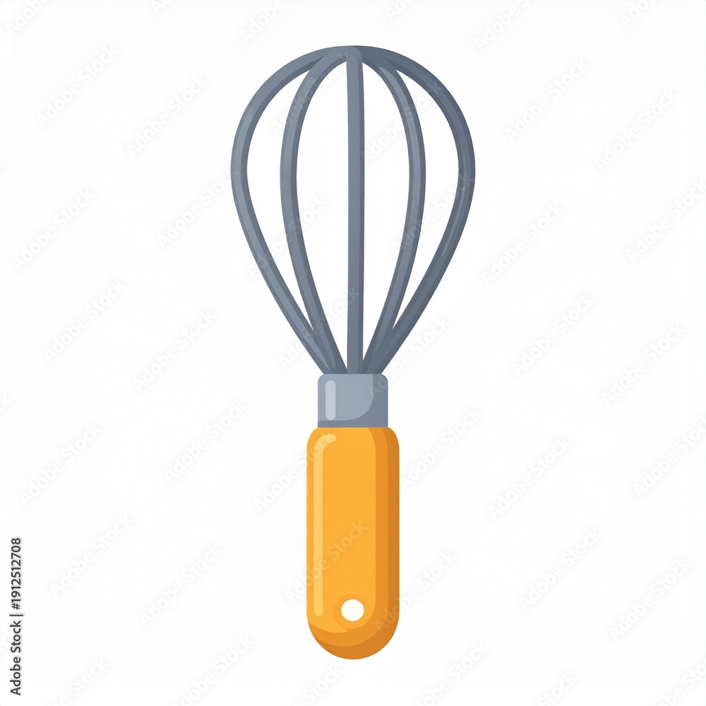 Fototapeta premium Vibrant yellow handled whisk for mixing and blending ingredients