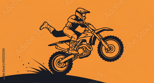 Motocross rider performing a jump on a dirt bike.