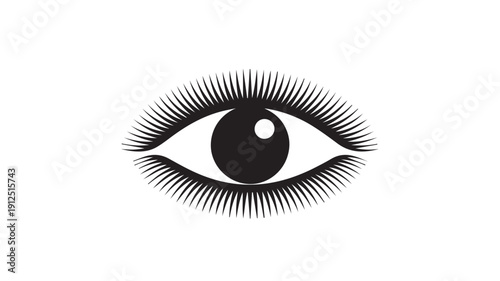 Striking Abstract Eye Icon with Radial Eyelash Pattern Representing Vision, Insight, and Awareness