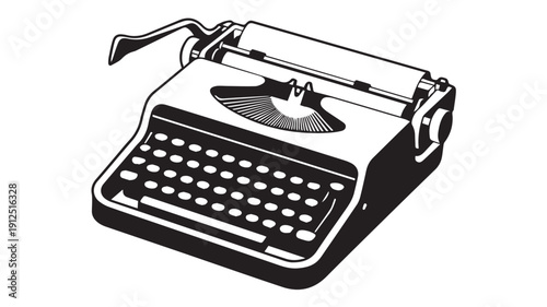 Retro vintage typewriter, classic office equipment for writing and literature