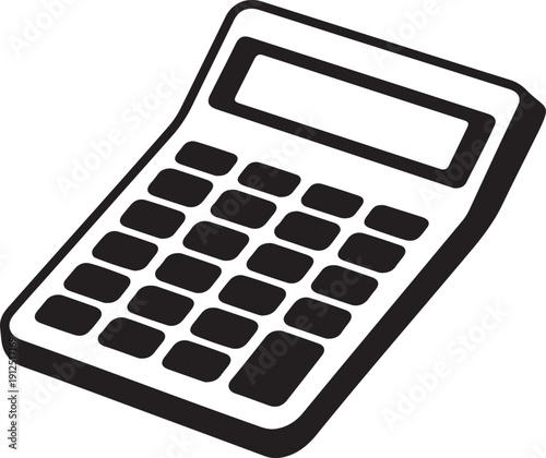 Isometric calculator silhouette icon for business and finance