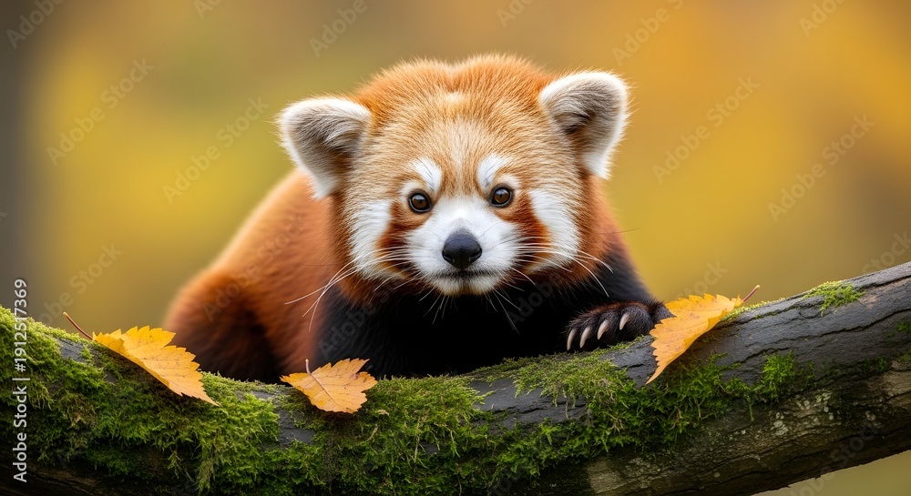Fototapeta premium Cute Red Panda Portrait Looking Directly at Camera