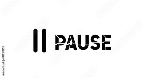Pause Button Icon and Text on White Background