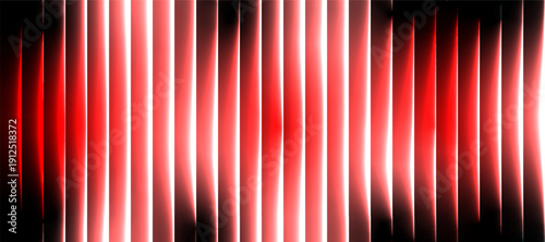 Red Stripe Glass Effect Background with Neon Crimson Glow, Abstract Transparent Futuristic Light Wave Vector