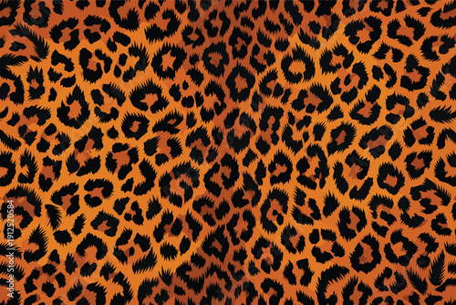 Dynamic Leopard Print Pattern with Bold Black Spots on Orange Background (Wildlife Skin Texture)