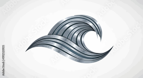 Silver metallic chrome wave logo vector