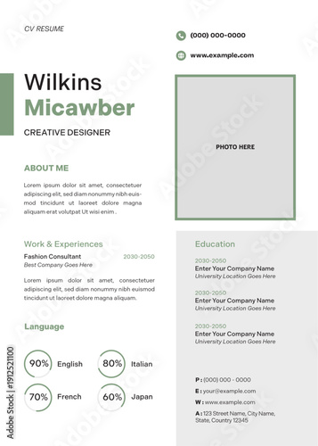Green And Black Resume