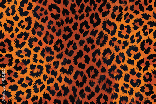 Dynamic Leopard Fur Patterns with Vibrant Orange Yellow Black Spots Illustration