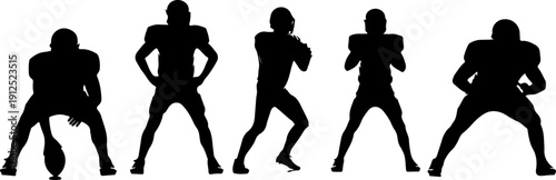 American football players, group of football players,silhouette
