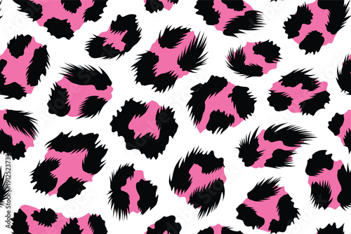 Dynamic Leopard Spots Pattern with Black and Pink Abstract Animal Camouflage Design