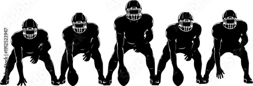 American football players, group of football players,silhouette