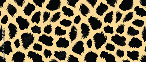 Leopard Print Pattern with Dynamic Energy and Bold Spots on Yellow Background – Digital Art Illustrates Movement and Contrast