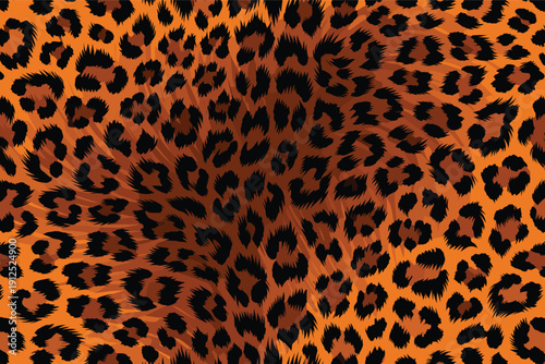 Dynamic Leopard Print Pattern with Bold Orange Spots and Distorted Movement (Design Concept)