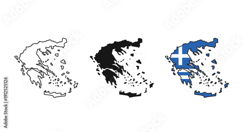 Black and white and color drawings of a country map minimalist art illustration vector design