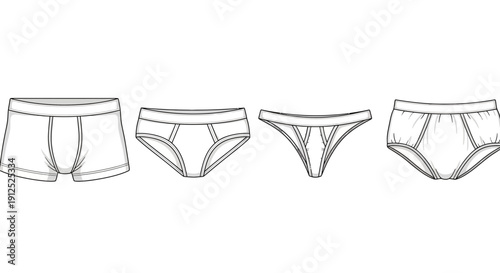 Mens Underwear Styles Set: Boxer Briefs, Briefs, Thong, Jockstrap - Fashion Design