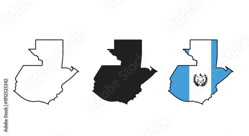 Black and white and color drawings of a country map minimalist art illustration vector design