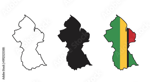 Black and white and color drawings of a country map minimalist art illustration vector design