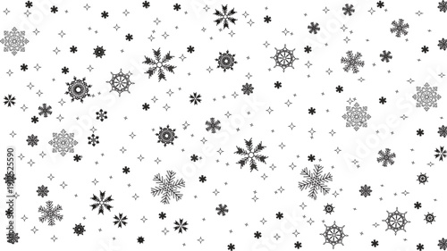 Snowflakes falling on transparent background winter season design element with various snow patterns