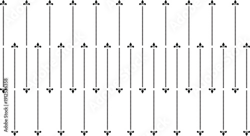 Classic damask style border pattern with symmetrical fleur de lis icons and vertical dotted dividers
