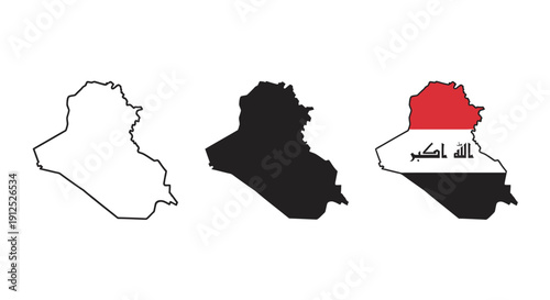 Black and white and color drawings of a country map minimalist art illustration vector design