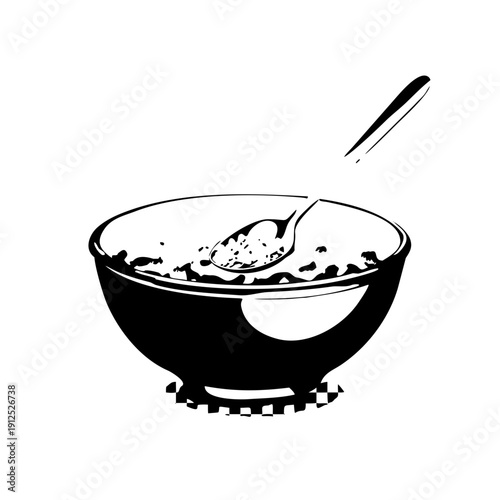 Minimalist Breakfast Oatmeal Bowl Silhouette Vector Art