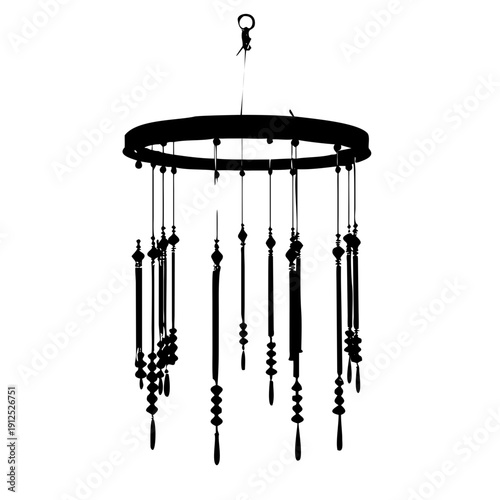 Minimalist Hanging Wind Chime Silhouette Vector Art