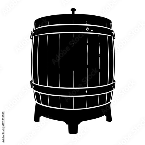 Rustic Wooden Barrel Silhouette Vector Art