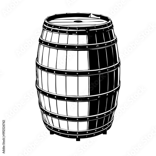 Rustic Wooden Barrel Silhouette Vector Art