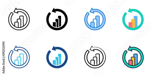 Economic recovery icons set multiple style collection. Editable stroke 
