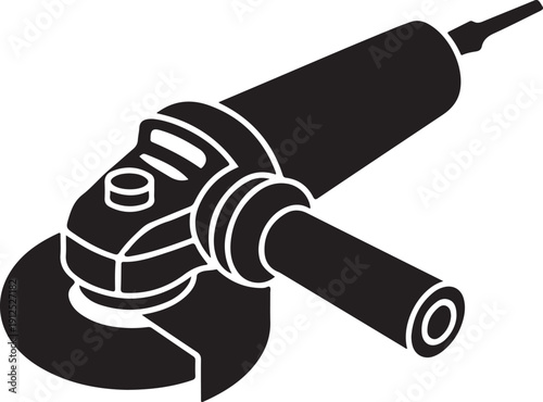 Electric angle grinder silhouette with cutting disc and side handle