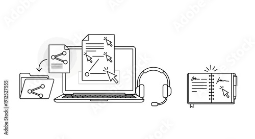 Digital Workflow Concept: Online Document Sharing, Collaboration, and E-signature