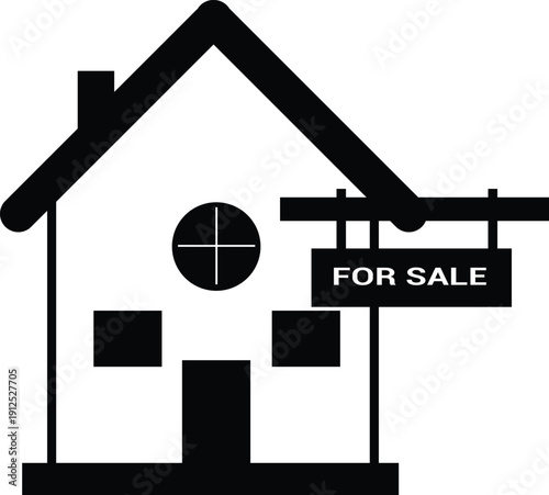 Modern House Icon with Currency Sign for Property Sales and Real Estate Marketing