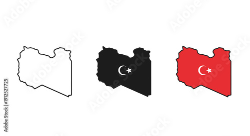 Black and white and color drawings of a country map minimalist art illustration vector design