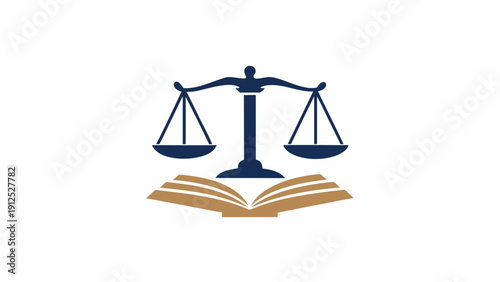 Symbol of justice resting on an open book representing law and knowledge