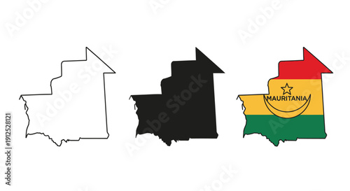 Black and white and color drawings of a country map minimalist art illustration vector design